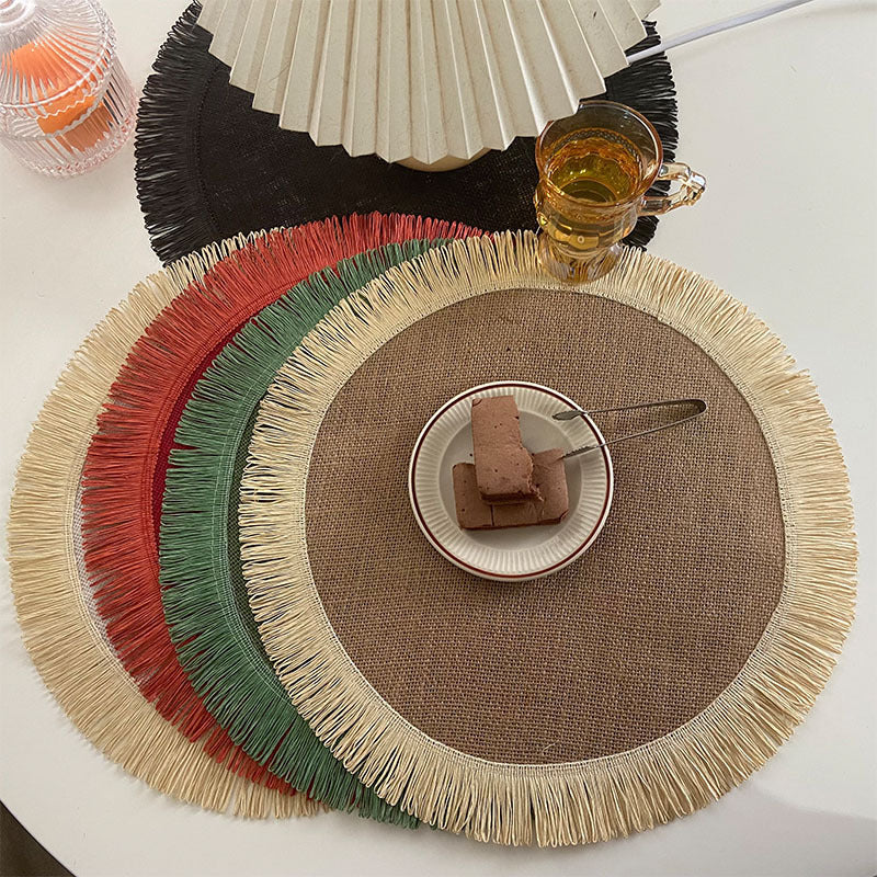 Home Decor Handwoven Jute Tassel Placemats - Frazeshop