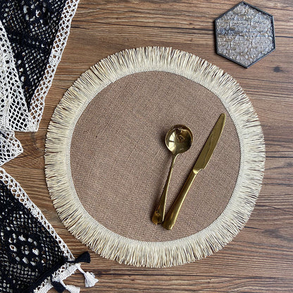 Home Decor Handwoven Jute Tassel Placemats - Frazeshop