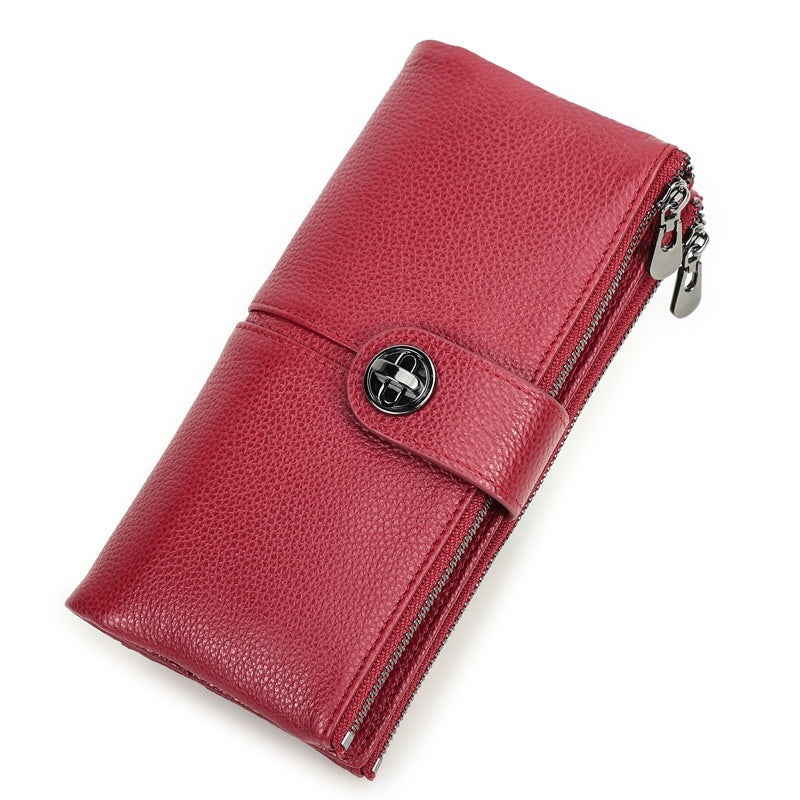 Long Buckle Cowhide Wallet - Frazeshop