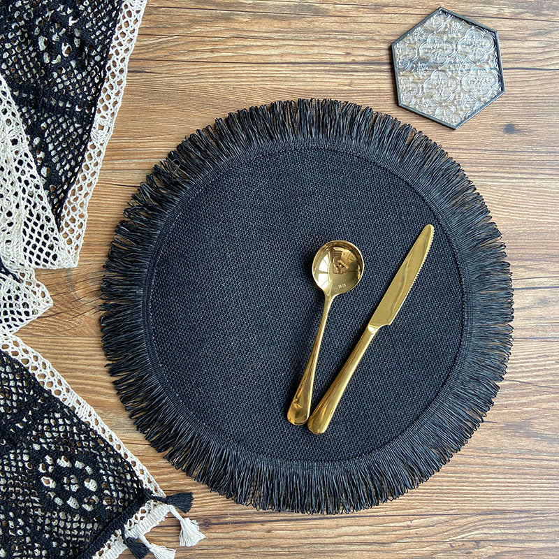 Home Decor Handwoven Jute Tassel Placemats - Frazeshop