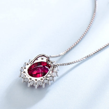 Luxury Sterling Silver Ruby Gemstone Necklace - Frazeshop