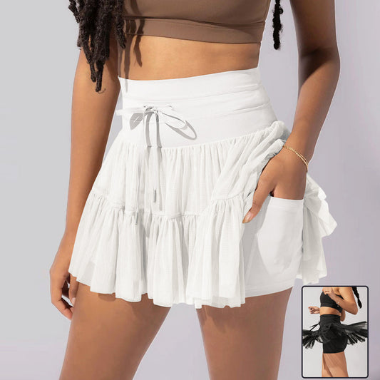 High Waist Lace-up Sports Skirt - Frazeshop