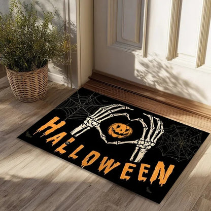 Halloween Pumpkin Ghost Home Decor Doormat, Suitable For Entrance, Bedroom, Living Room, Bathroom, Kitchen, Absorbent And Non-Slip Rug