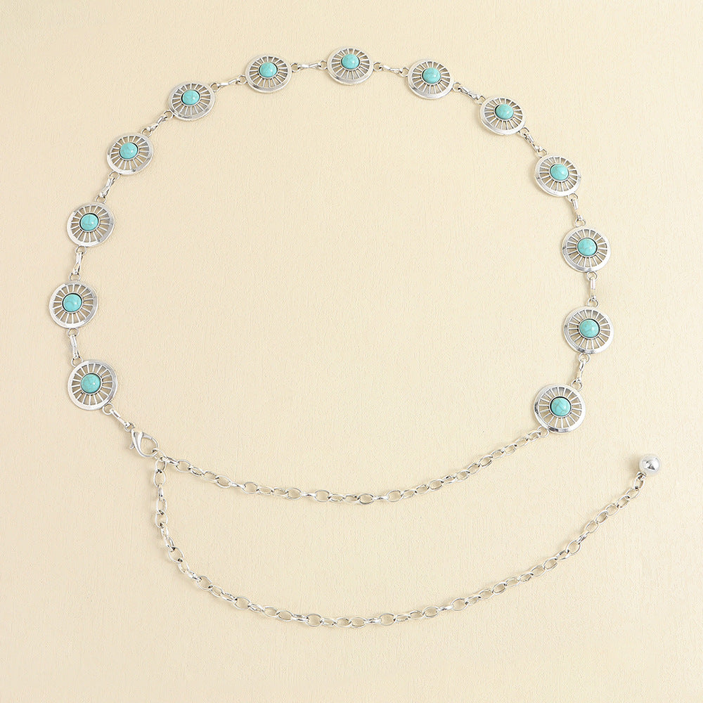 Turquoise Inlaid Waist Chain - Frazeshop