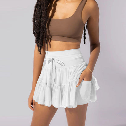 High Waist Lace-up Sports Skirt - Frazeshop