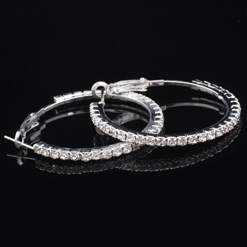 Exaggerated Diamond-embedded Hoop Earrings - Frazeshop