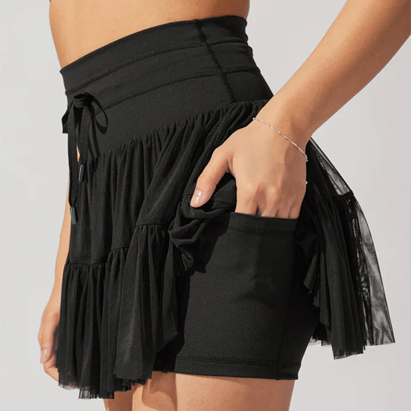 High Waist Lace-up Sports Skirt - Frazeshop