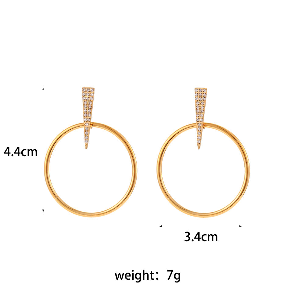 Stainless Steel Claw Inlaid Zircon Tapered Ring Ear Studs - Frazeshop