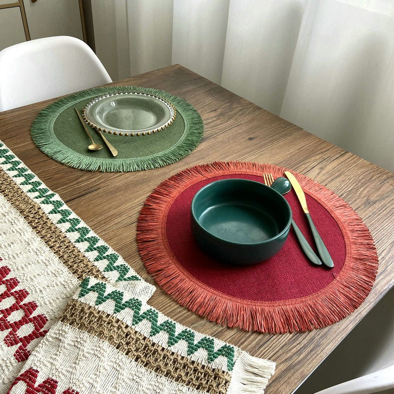 Home Decor Handwoven Jute Tassel Placemats - Frazeshop