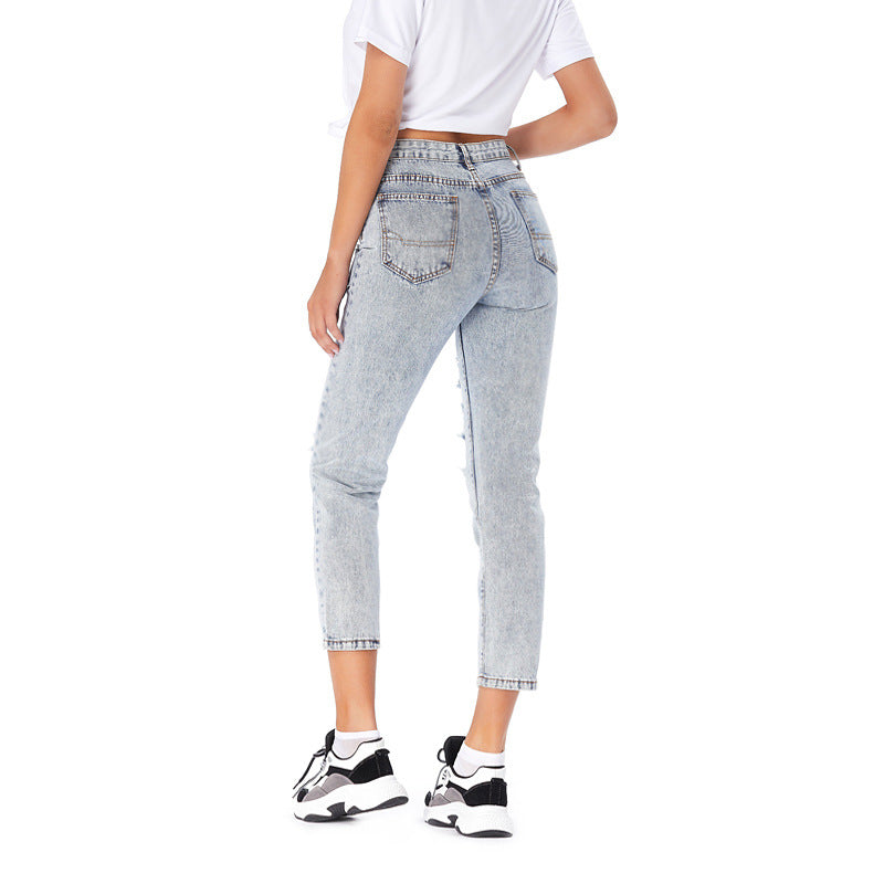 Women's Ripped Casual Loose Jeans - Frazeshop