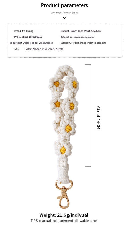 Hand-Woven Daisy Keychain - Frazeshop