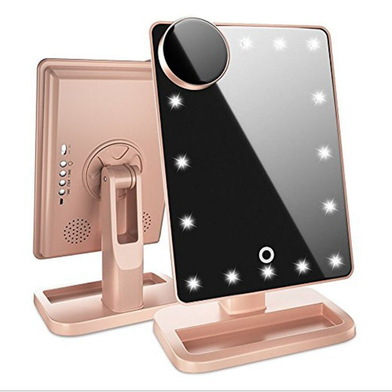 Touch Screen Makeup Mirror With 20 LED Light Bluetooth Music Speaker 10X Magnifying Mirrors Lights - Frazeshop