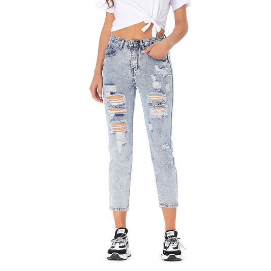 Women's Ripped Casual Loose Jeans - Frazeshop