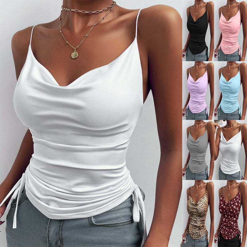 Spaghetti Strap Tops V-neck Camisole Shirts Women Summer Clothes - Frazeshop