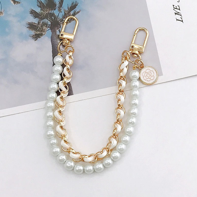 Leather Phone Carrying Chain Accessory w/ Pearls - Frazeshop