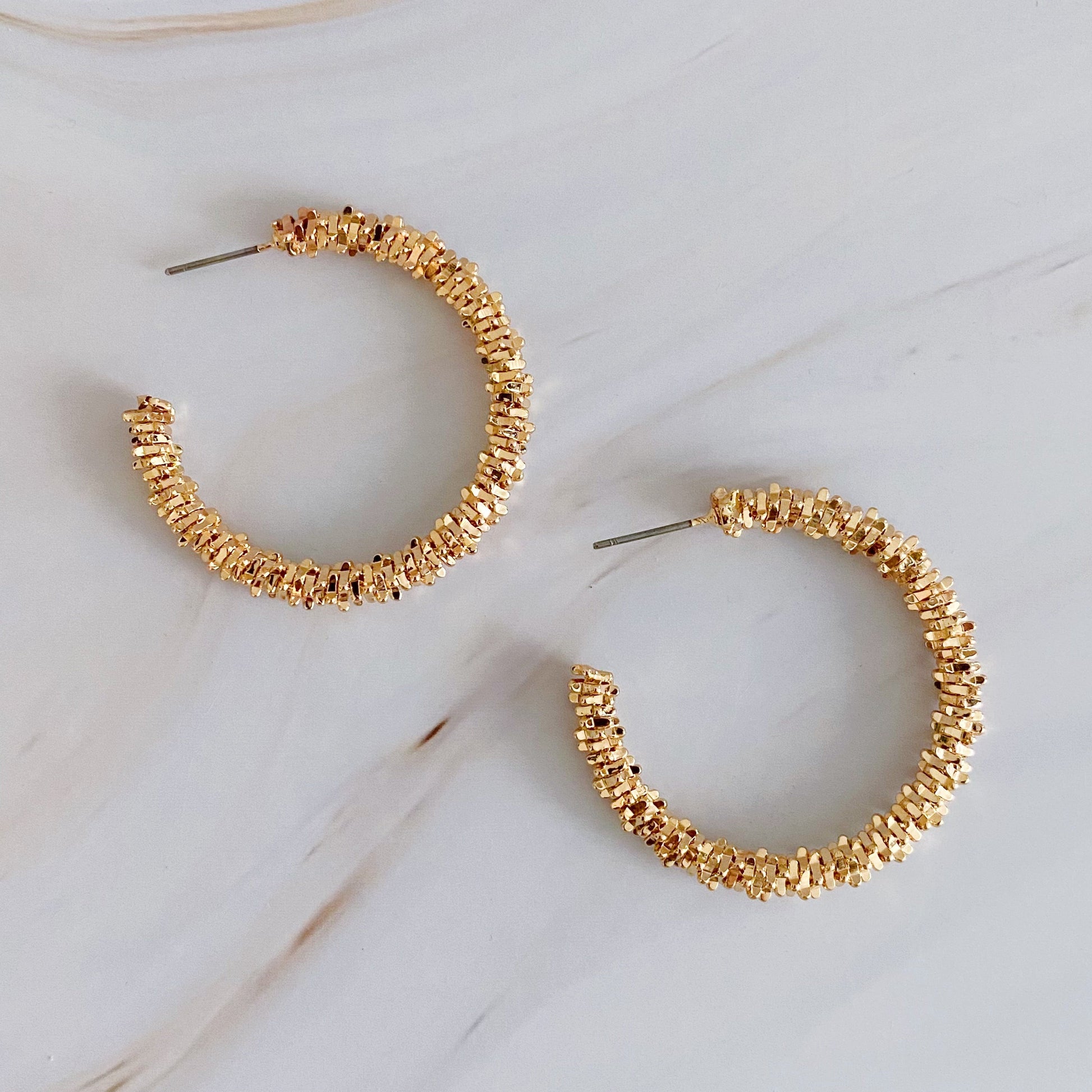 Golden Pebbles Hoop Earrings - Frazeshop