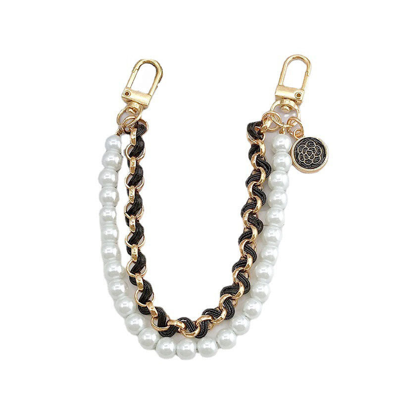 Leather Phone Carrying Chain Accessory w/ Pearls - Frazeshop