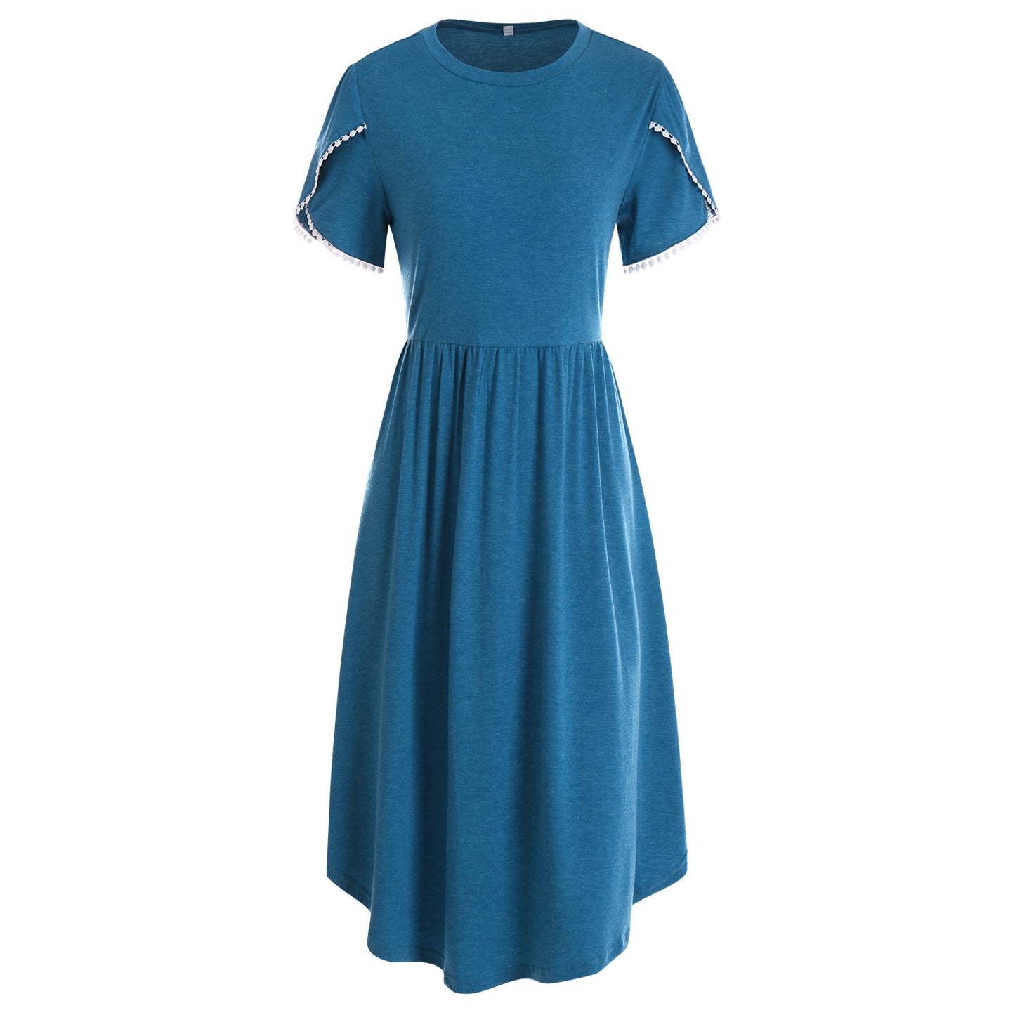 Women's Round Neck Mid Length Casual Dress - Frazeshop