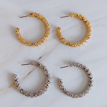 Golden Pebbles Hoop Earrings - Frazeshop