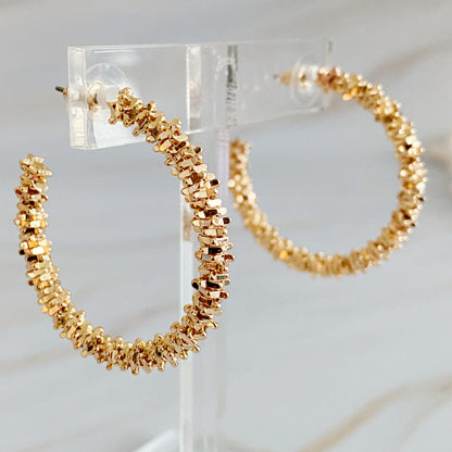 Golden Pebbles Hoop Earrings - Frazeshop