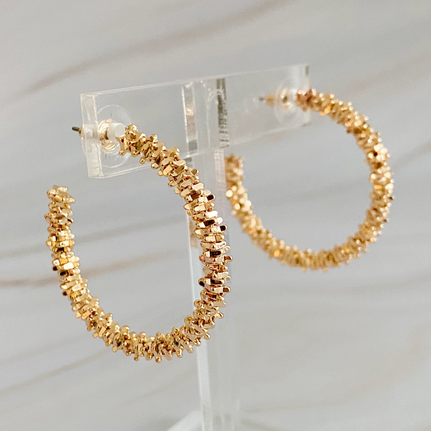 Golden Pebbles Hoop Earrings - Frazeshop