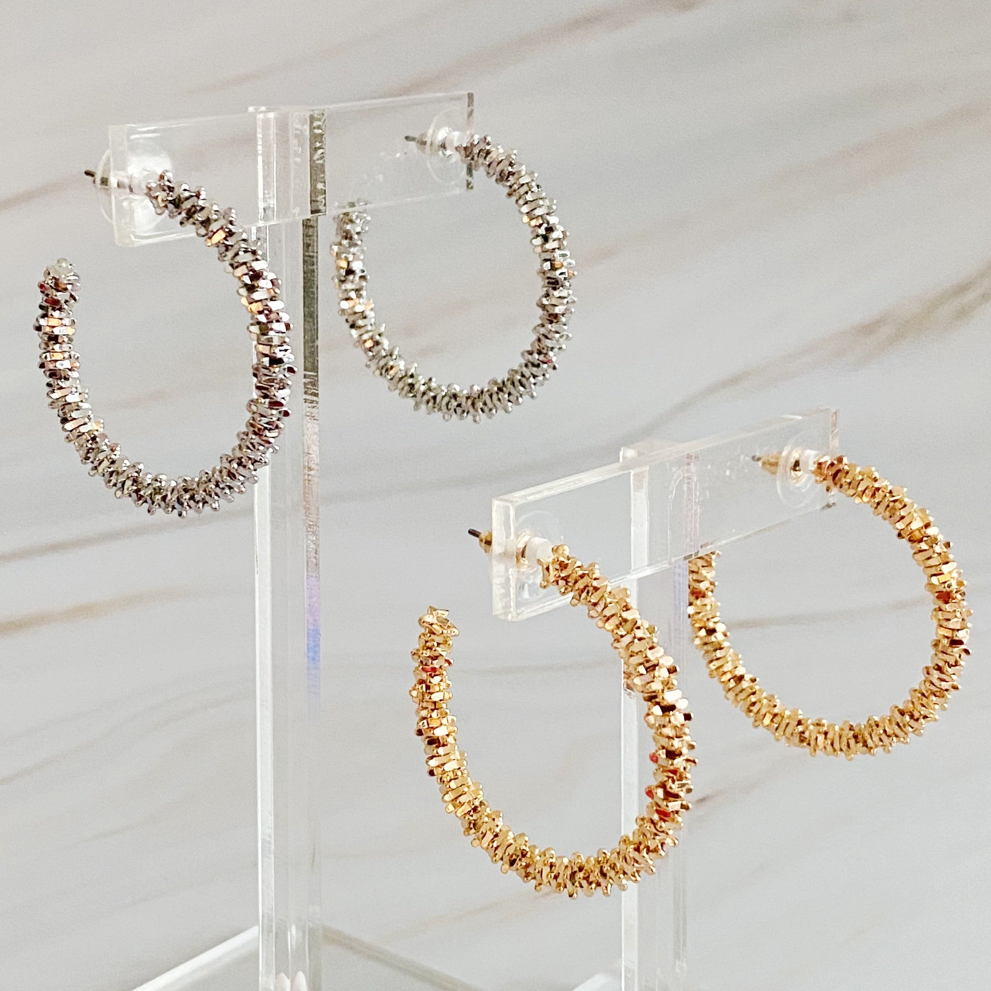 Golden Pebbles Hoop Earrings - Frazeshop