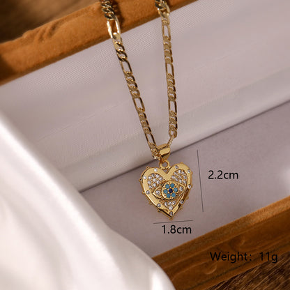 Gold Heart-shaped Zircon Pendant Necklace & Earrings - Frazeshop