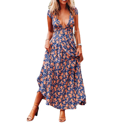 V-neck Floral Dress - Frazeshop