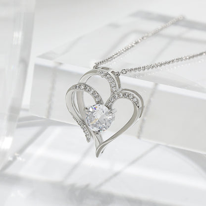 Zircon Double Love Heart-shaped Necklace - Frazeshop