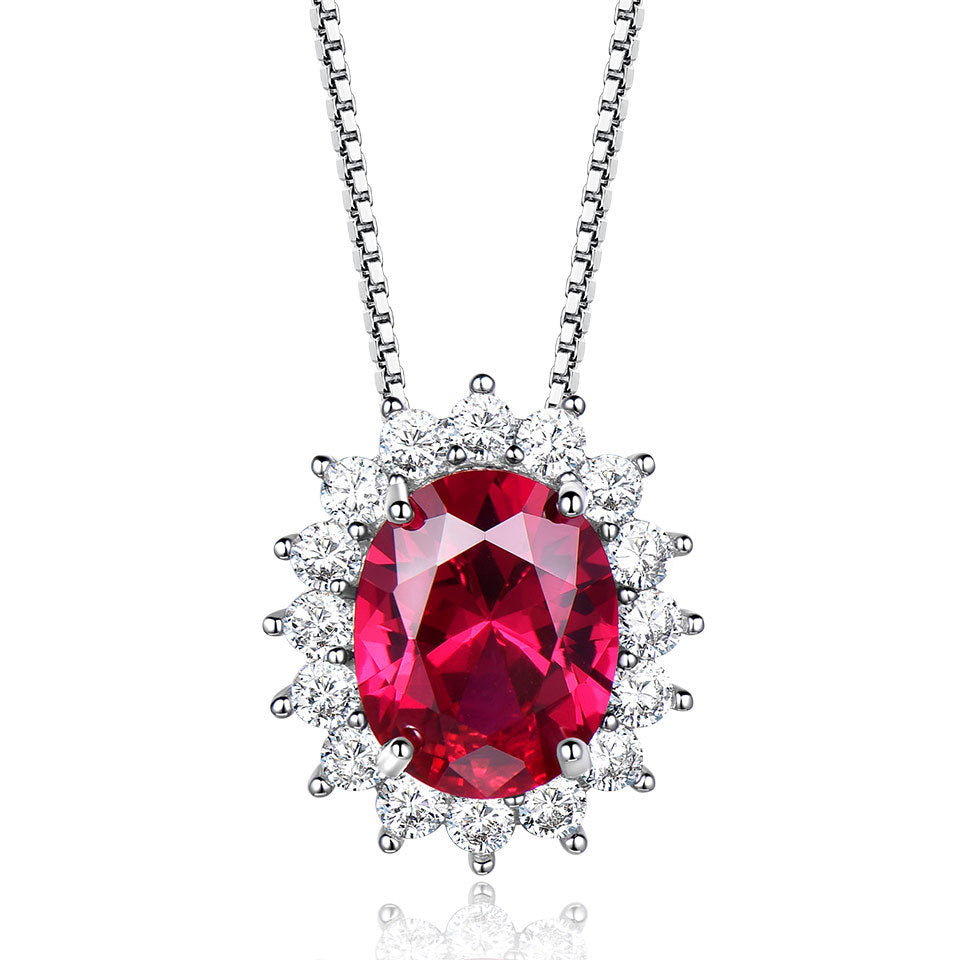 Luxury Sterling Silver Ruby Gemstone Necklace - Frazeshop