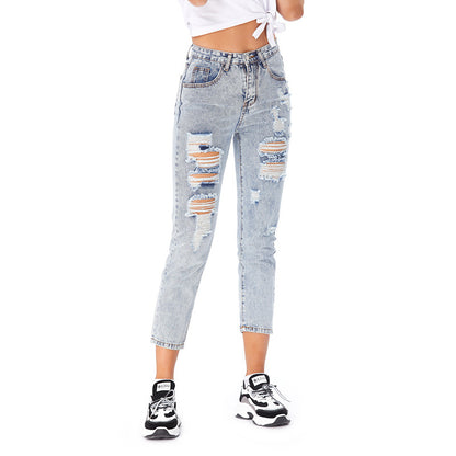 Women's Ripped Casual Loose Jeans - Frazeshop