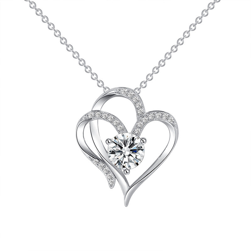 Zircon Double Love Heart-shaped Necklace - Frazeshop