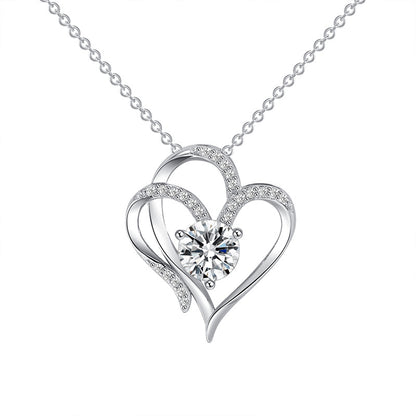 Zircon Double Love Heart-shaped Necklace - Frazeshop