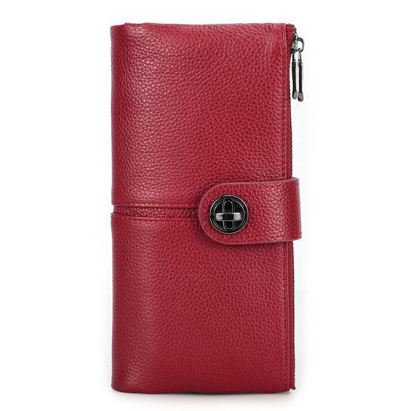 Long Buckle Cowhide Wallet - Frazeshop