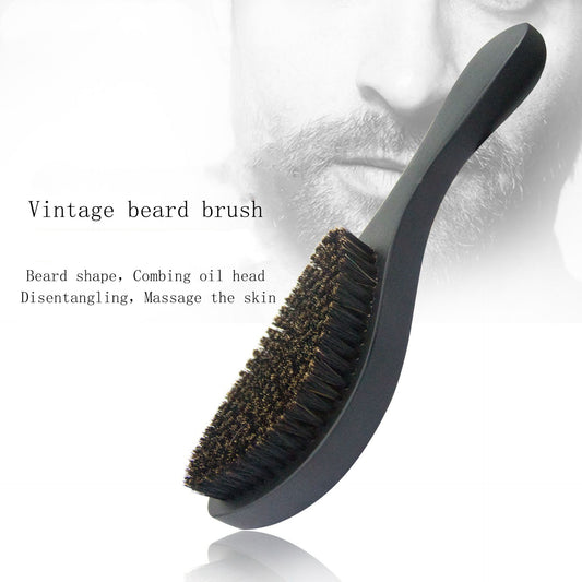 Mens Hair Straightening Beard Beech Wood Handle Oil Head Brush - Frazeshop