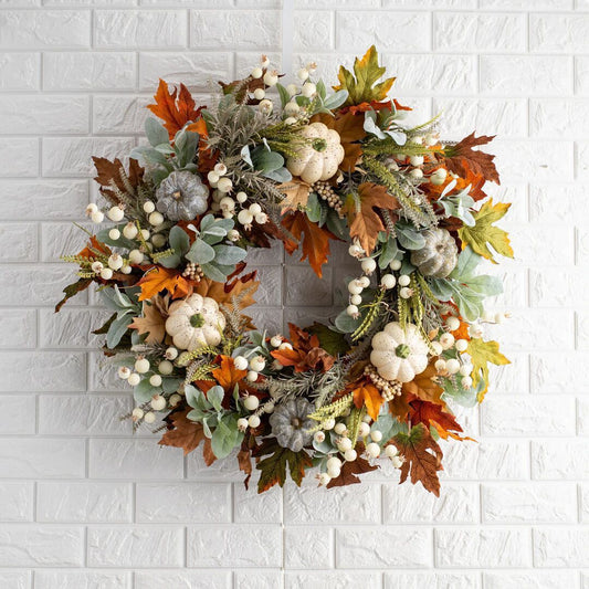 Thanksgiving/Autumn Leaf & Pumpkin Wreath