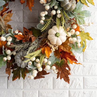 Thanksgiving/Autumn Leaf & Pumpkin Wreath