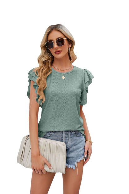 Double Layer Ruffle Sleeve Blouse - Frazeshop