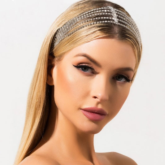 Diamond Rhinestone Elastic Headband Hair Accessory - Frazeshop