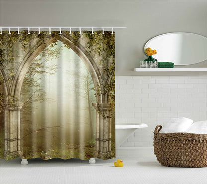 Garden Flowers Scenery Shower Curtains (Waterproof & Washable Fabric)