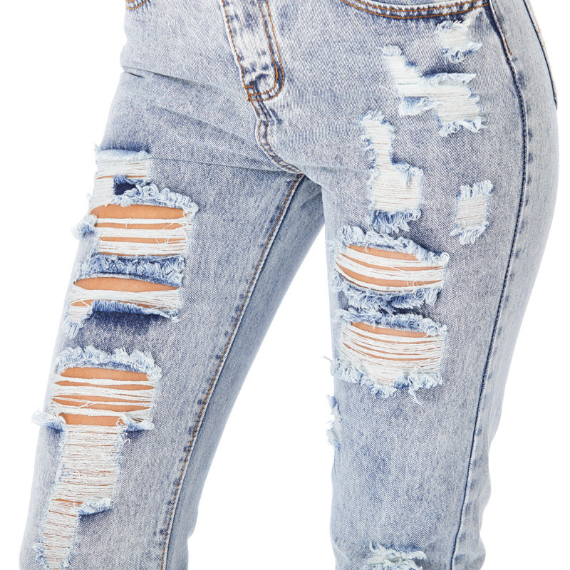 Women's Ripped Casual Loose Jeans - Frazeshop