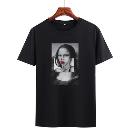 Men's Style Mona Lisa Print Short Sleeve T-Shirt - Frazeshop