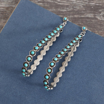 Hollowed-out Large Teardrop Turquoise Earrings