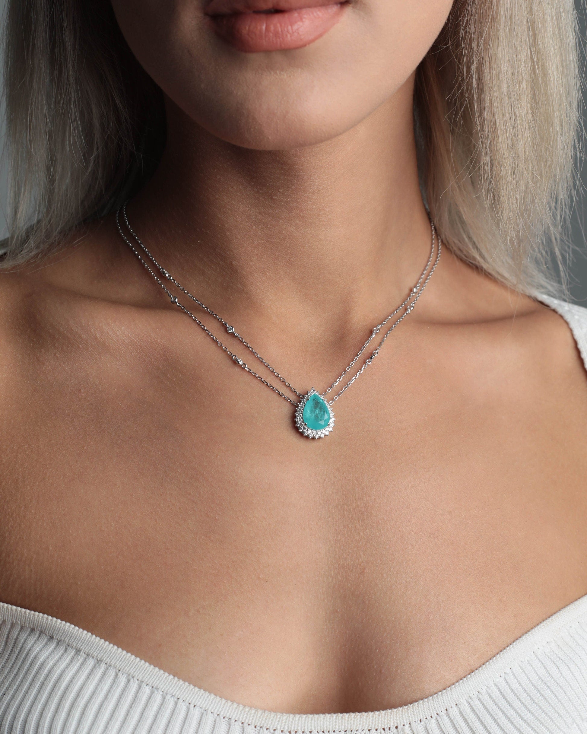 Paraiba Tourmaline Stone Necklace - Frazeshop