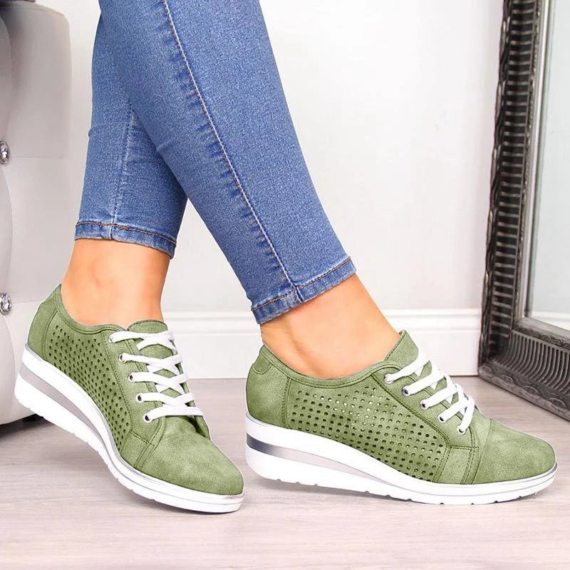 Wedge Shoes/Casual Canvas Sneakers/Breathable Platform Sneakers - Frazeshop