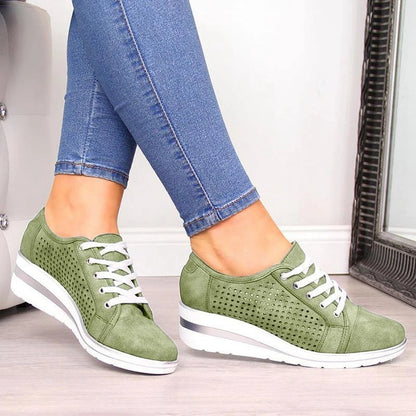 Wedge Shoes/Casual Canvas Sneakers/Breathable Platform Sneakers - Frazeshop