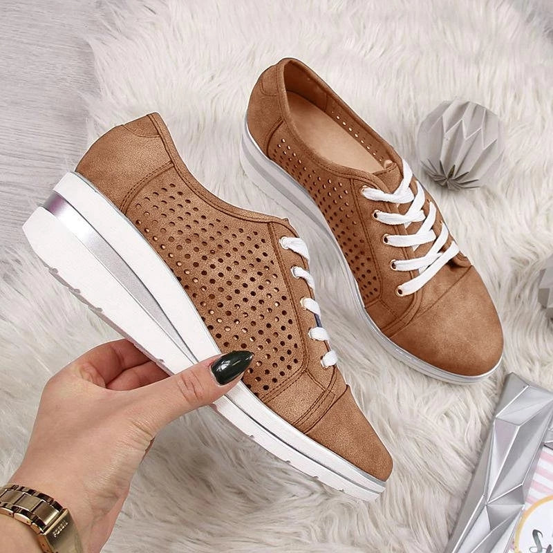 Wedge Shoes/Casual Canvas Sneakers/Breathable Platform Sneakers - Frazeshop