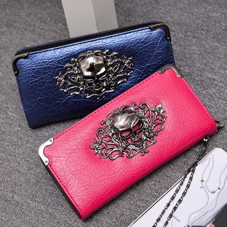 Skull Flower Design Wallet/Clutch/Coin Purse (Leather) - Frazeshop