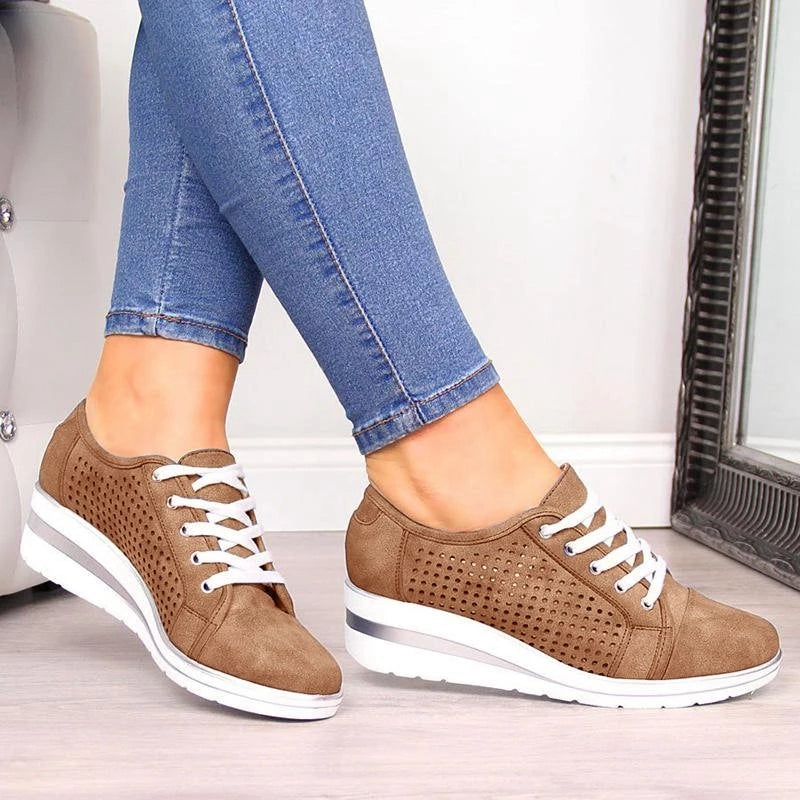 Wedge Shoes/Casual Canvas Sneakers/Breathable Platform Sneakers - Frazeshop