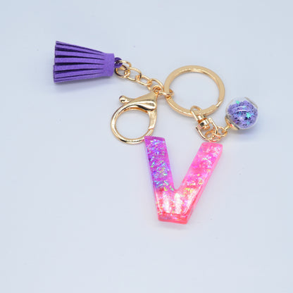 Resin Purple Epoxy English Keychain - Frazeshop